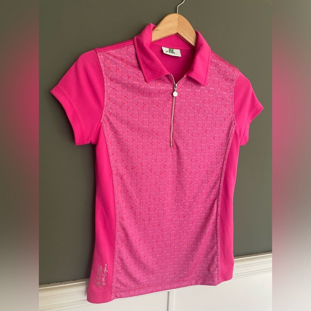 Pickle Ball Golf Biking shirt bright pink with zipper detail size small